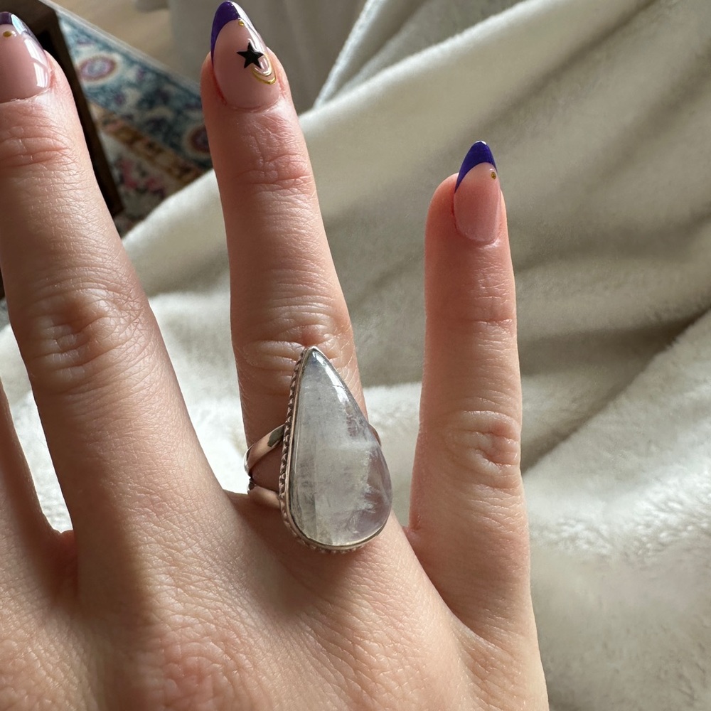 Beautiful moonstone ring 925 silver size 6.5 - Picture 4 of 4